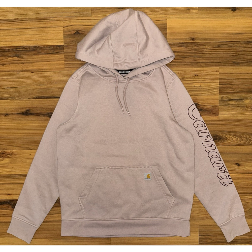 Carhartt Rain Defender Hoodie Pink Athleisure Logo Sleeve Medium